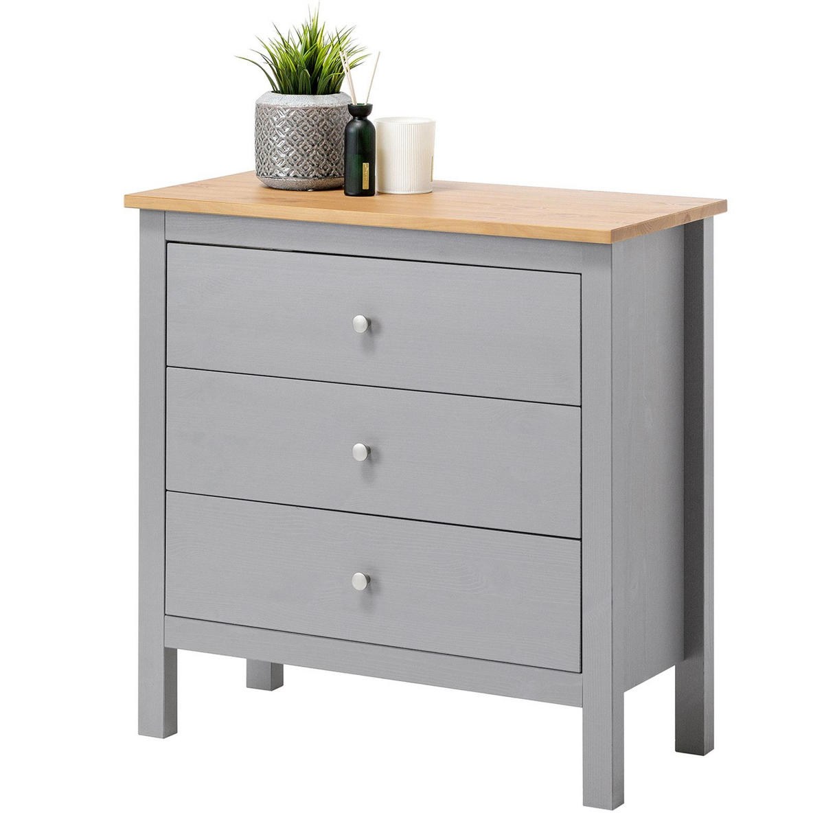 KOMMODE Massivholz 37/75/75 cm - Grau, Holz (75/75/37cm) - hagge home