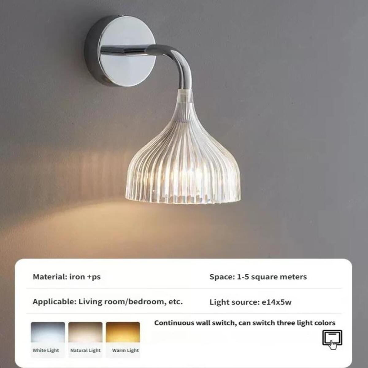 WANDSTRAHLER Dreifarbiges Licht 13.5/13.5/24 cm - Weiß, Metall (13.5/24/13.5cm) - Authentics