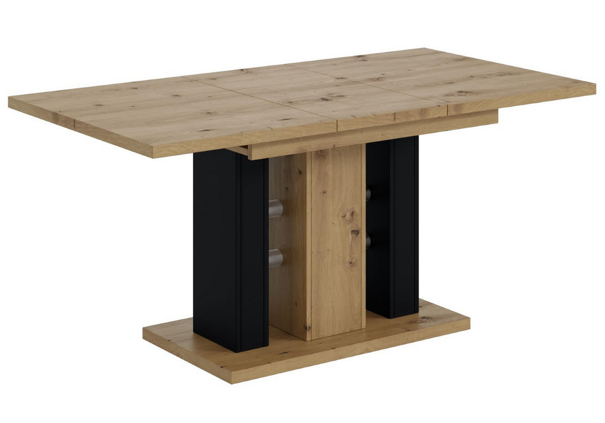 ESSTISCH ausziehbar 140 -180x90x75 cm - Artisan Eiche Optik/Schwarz - ILD - Eichefarben, Holzwerkstoff (120/90/75cm) - ALTDECOR