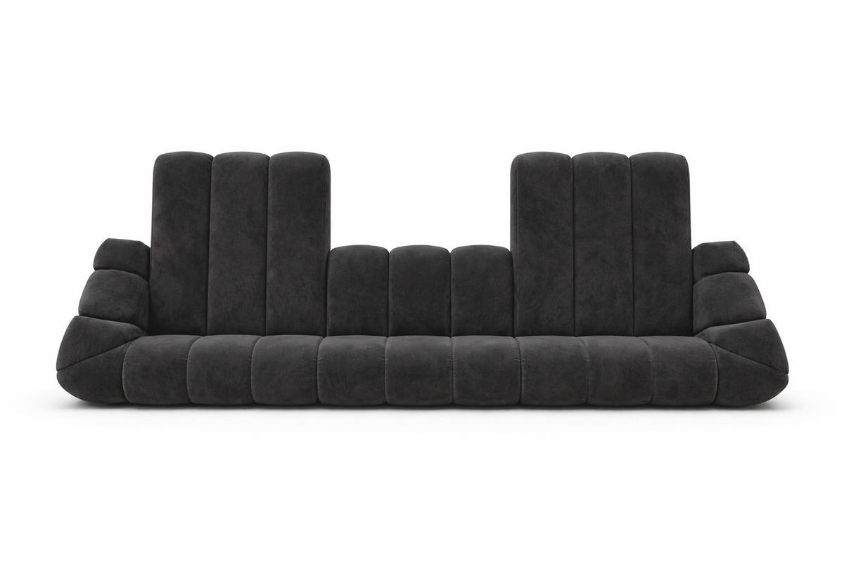 ECKSOFA Modulare U-Form, Veloursstoff Bluvel, Schwarz, CROISSANT U - Schwarz, Holz (413/72/190cm) - Kaiser Möbel
