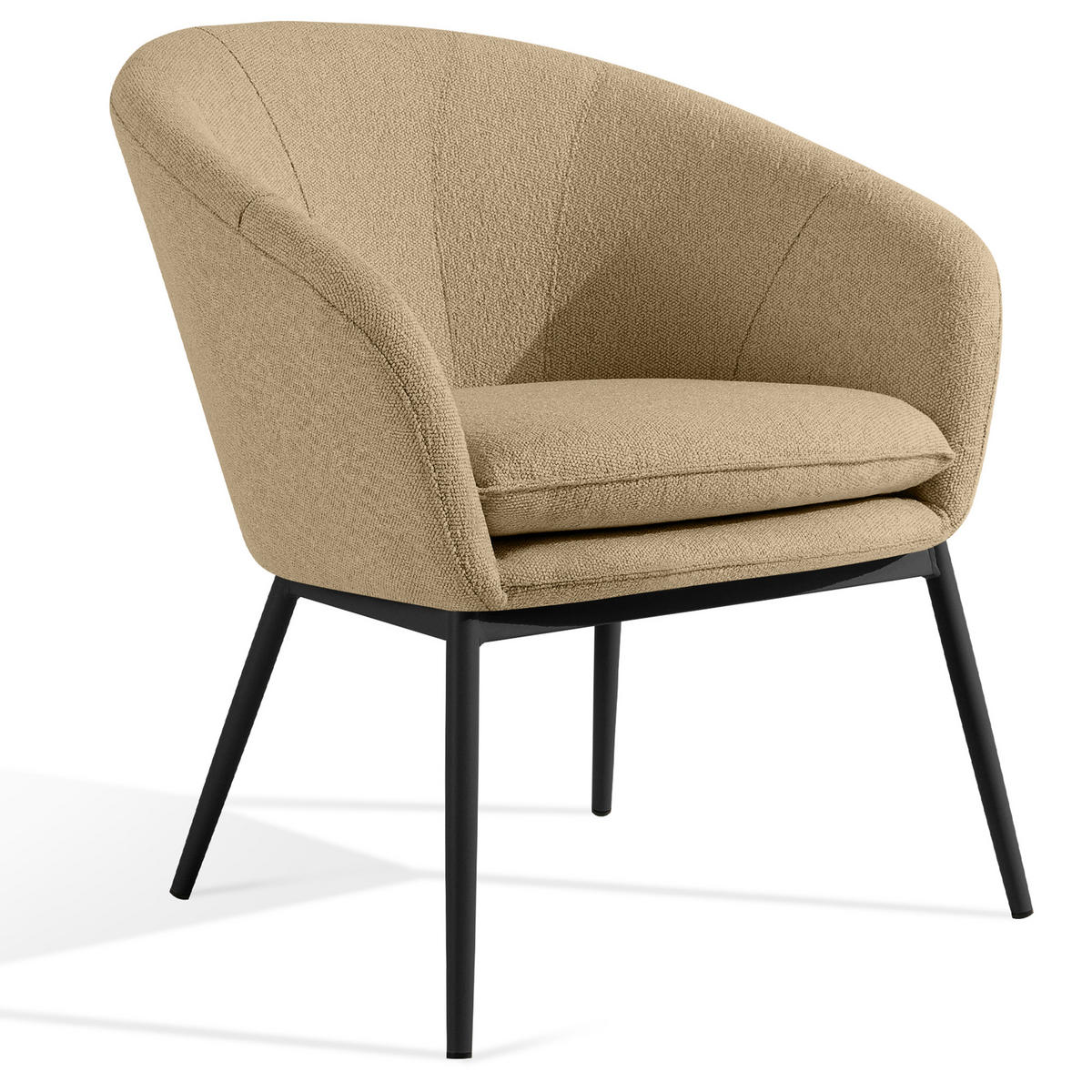 GARTENMÖBELSET SOLIS Gartenlounge-Set, warm beige/schwarz - Beige, Textil/Metall - KONSIMO®