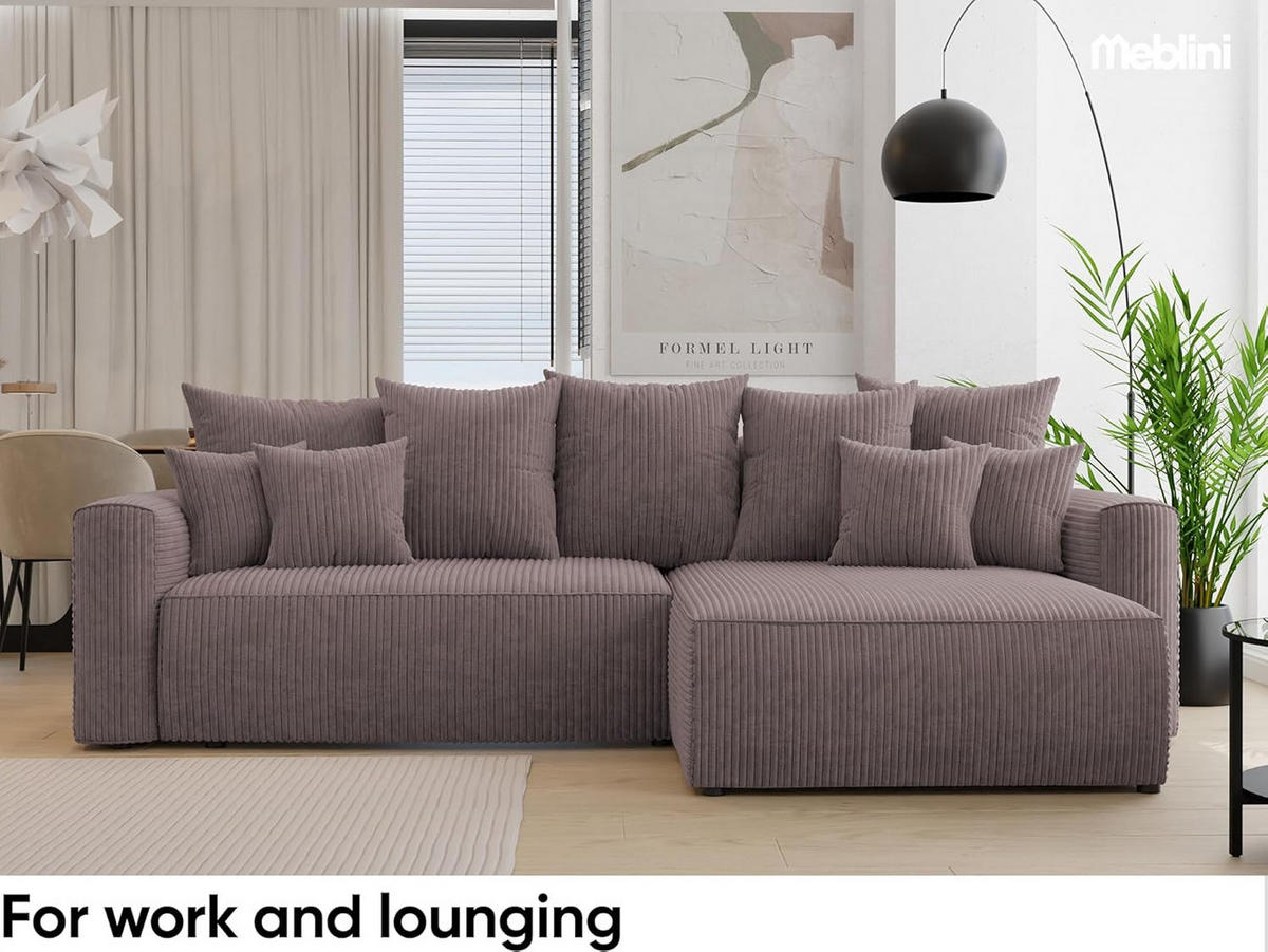ECKSOFA BALI L - Schwarz/Braun, Holzwerkstoff (260/160cm) - Meblini