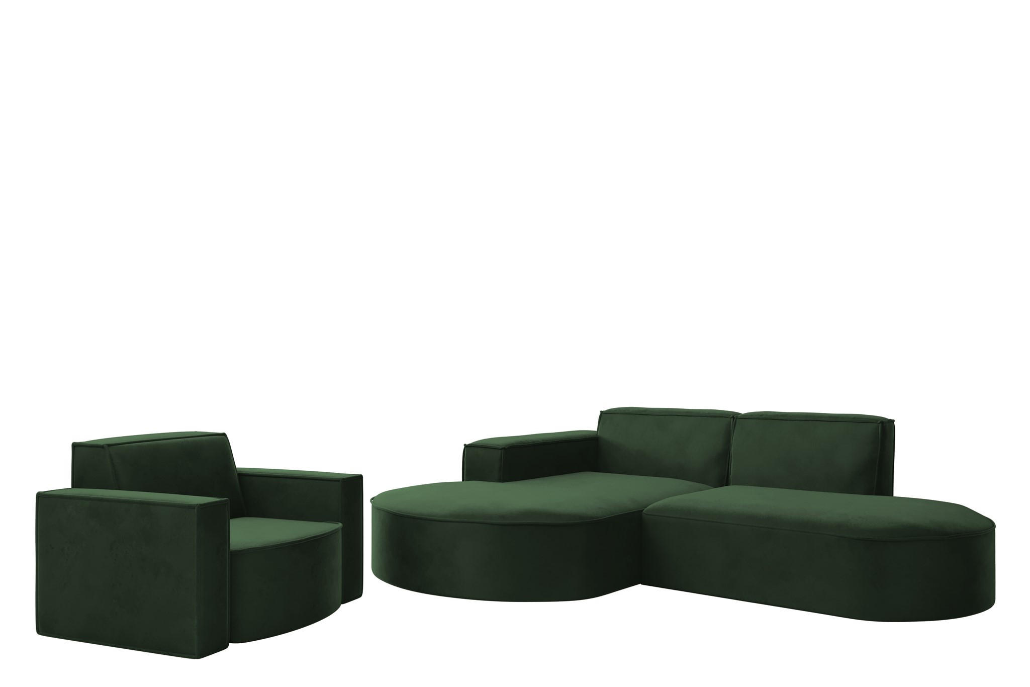 SOFASET Palma Ecksofa Sessel Opera - Grün, Holzwerkstoff/Textil (236/78/165cm) - Fun Möbel