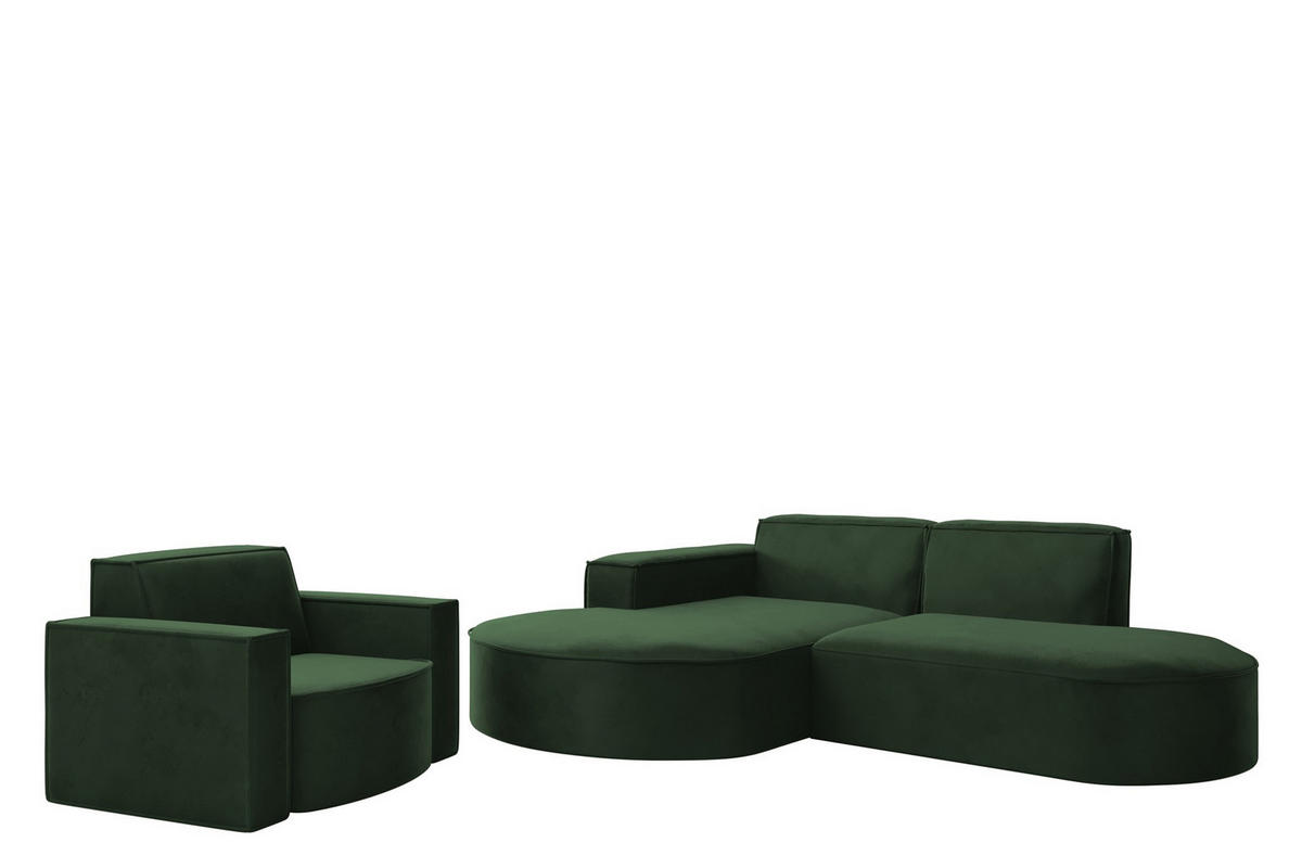 SOFASET Palma Ecksofa Sessel Opera - Grün, Holzwerkstoff/Textil (236/78/165cm) - Fun Möbel
