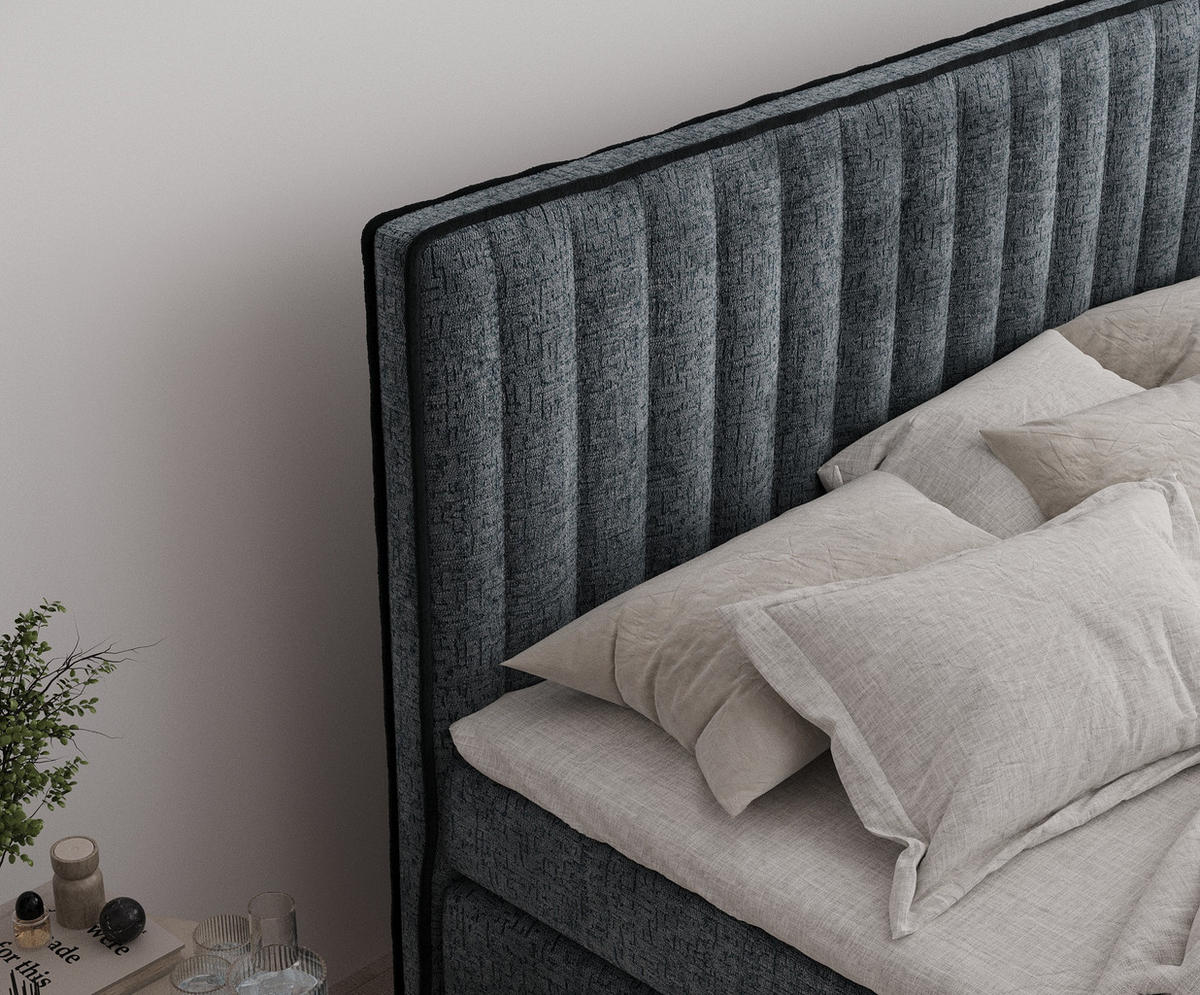 BOXSPRINGBETT Nocturne Blau Grau 200/200 cm - Blaugrau/Schwarz, Holz/Holzwerkstoff (200/200cm) - Maison de Reve