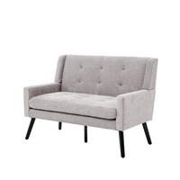 SITZBANK 2-Sitzer mit Knopfpolsterung und Massivholzbeinen, DE-42380, Hellgrau - Hellgrau, Holzwerkstoff (75/88/120cm) - ComfortXL