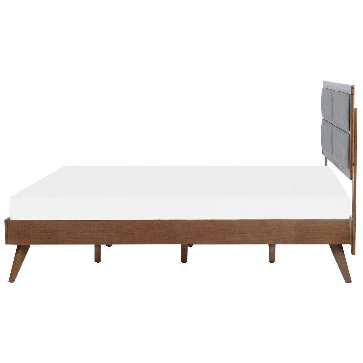 HOLZBETT 180/200cm Dunkler Holzfarbton Poissy - Dunkelbraun, Holzwerkstoff/Textil (180/200cm) - Beliani