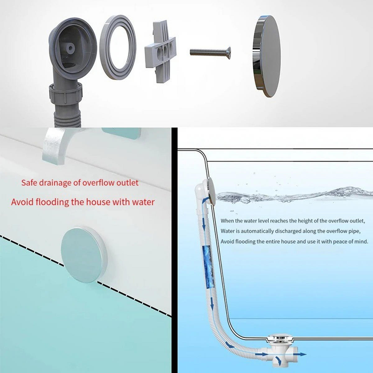 BADEWANNENABLAUF – (65 cm) G 1 1/2 Zoll - Weiß, Kunststoff (39/10.5/31cm)