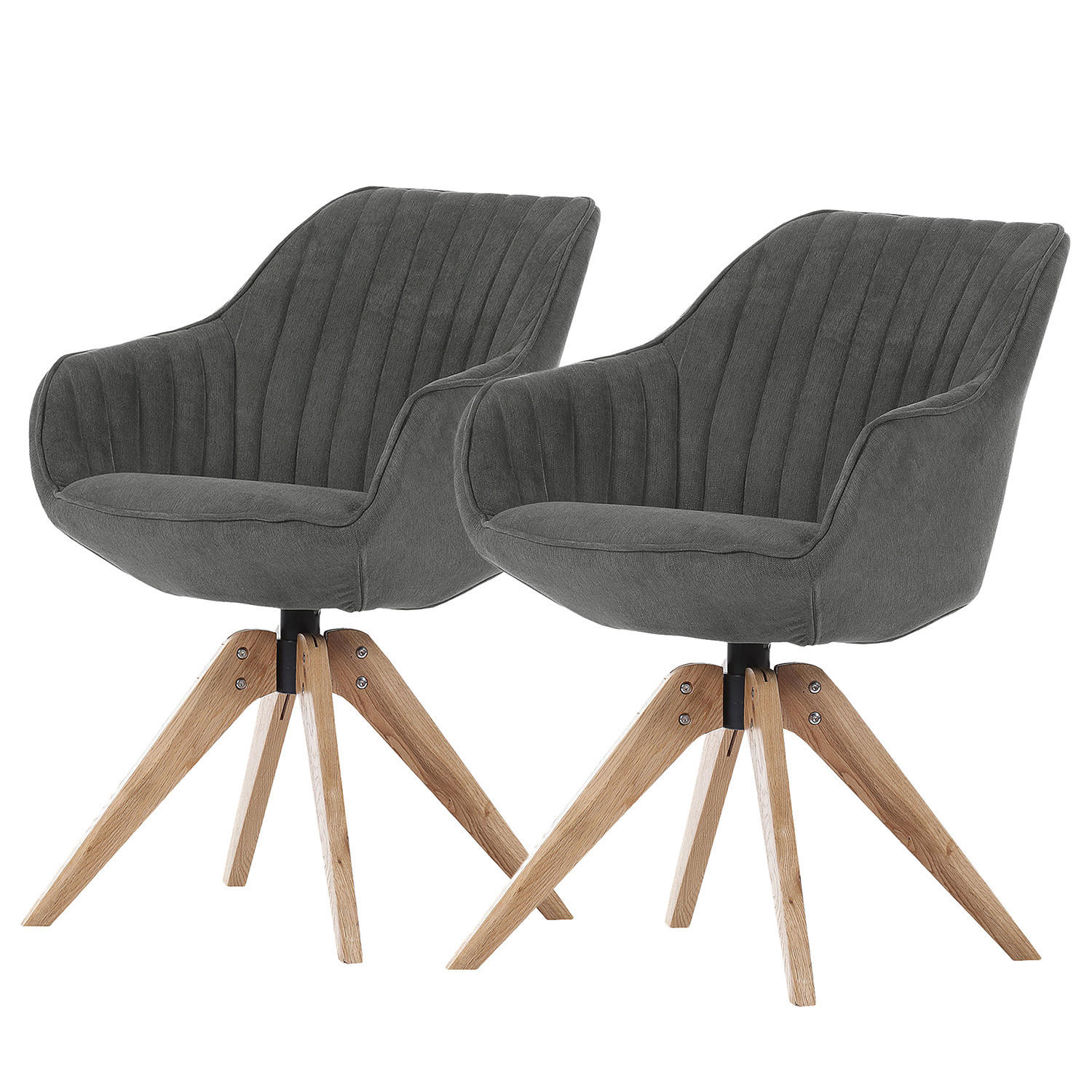 ARMLEHNENSTUHL - Drehbar - Dunkelgrau, Holz/Textil (60/83/65cm) - home24