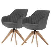 ARMLEHNENSTUHL - Drehbar - Dunkelgrau, Holz/Textil (60/83/65cm) - home24