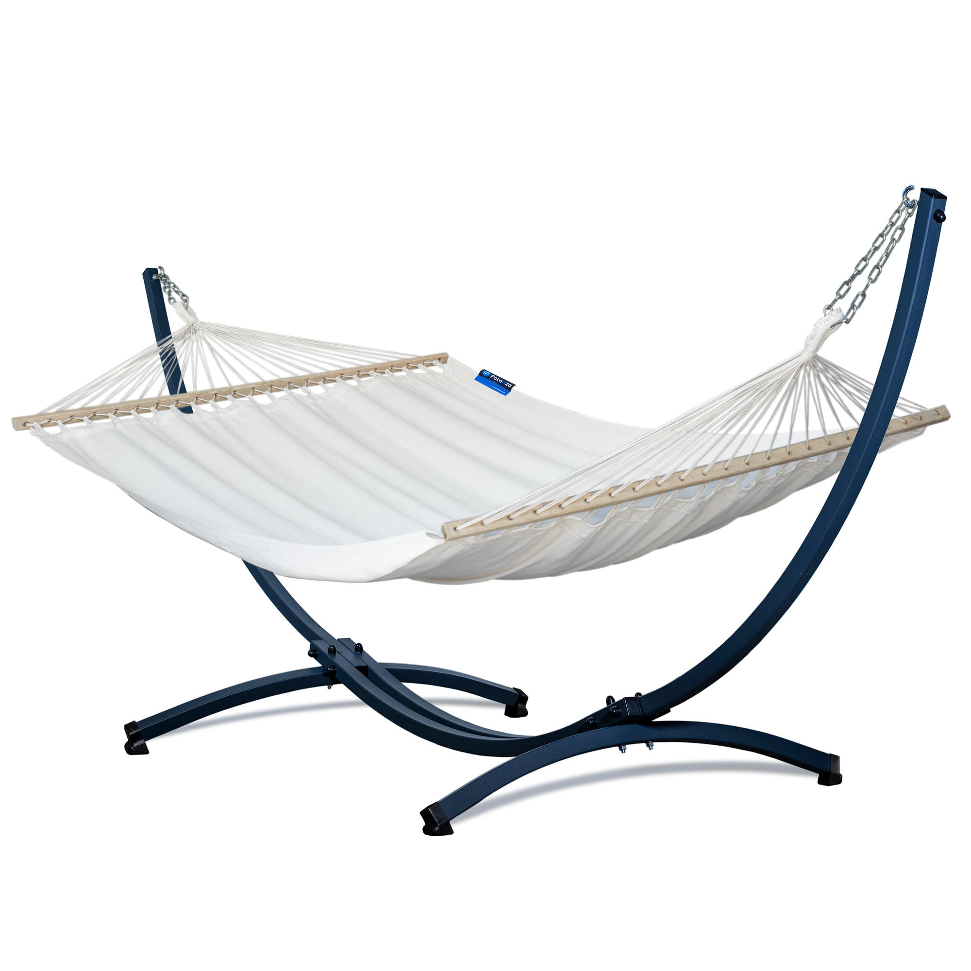 HÄNGEMATTE mit Gestell, 2 Personen, Stabhängematte, XL, 160 kg, Metall, Beige, einfache Montage - Ecru, Metall (370/130/120cm) - Potenza