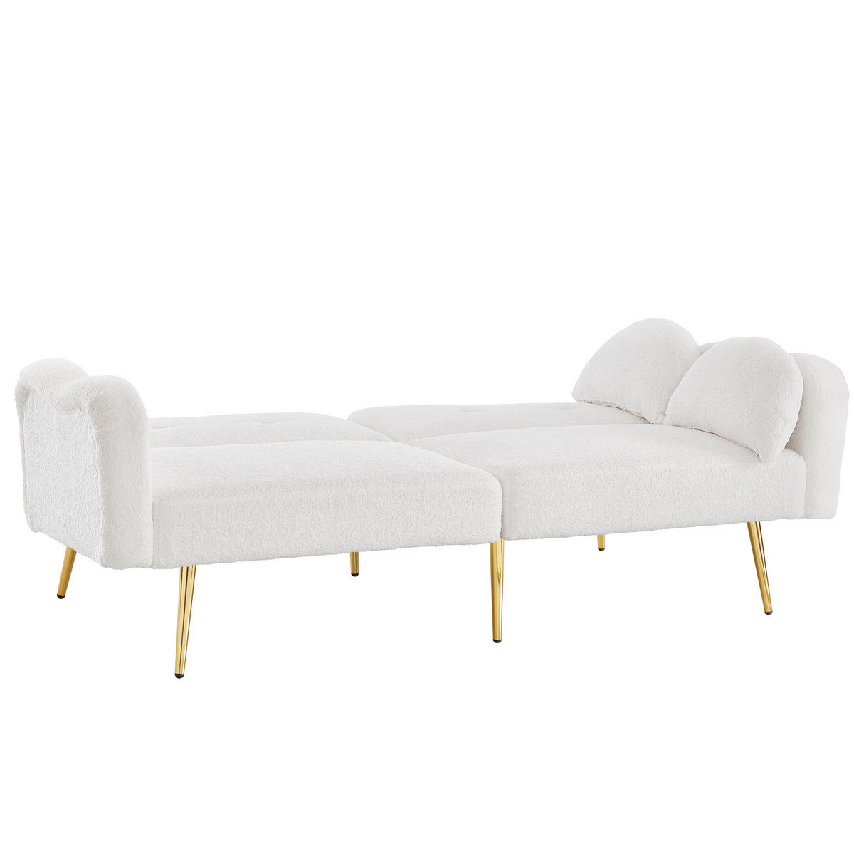 SOFABETT Zweisitzer Wollmischgewebe mit 3-fach verstellbarer Rückenlehne Weiß 175/79/82 cm - Weiß, Textil (79/82/175cm) - Redom