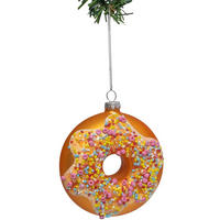 WEIHNACHTSKUGEL Donut Rosa Konfetti 10 cm - Multicolor, Glas (4/10/1cm)