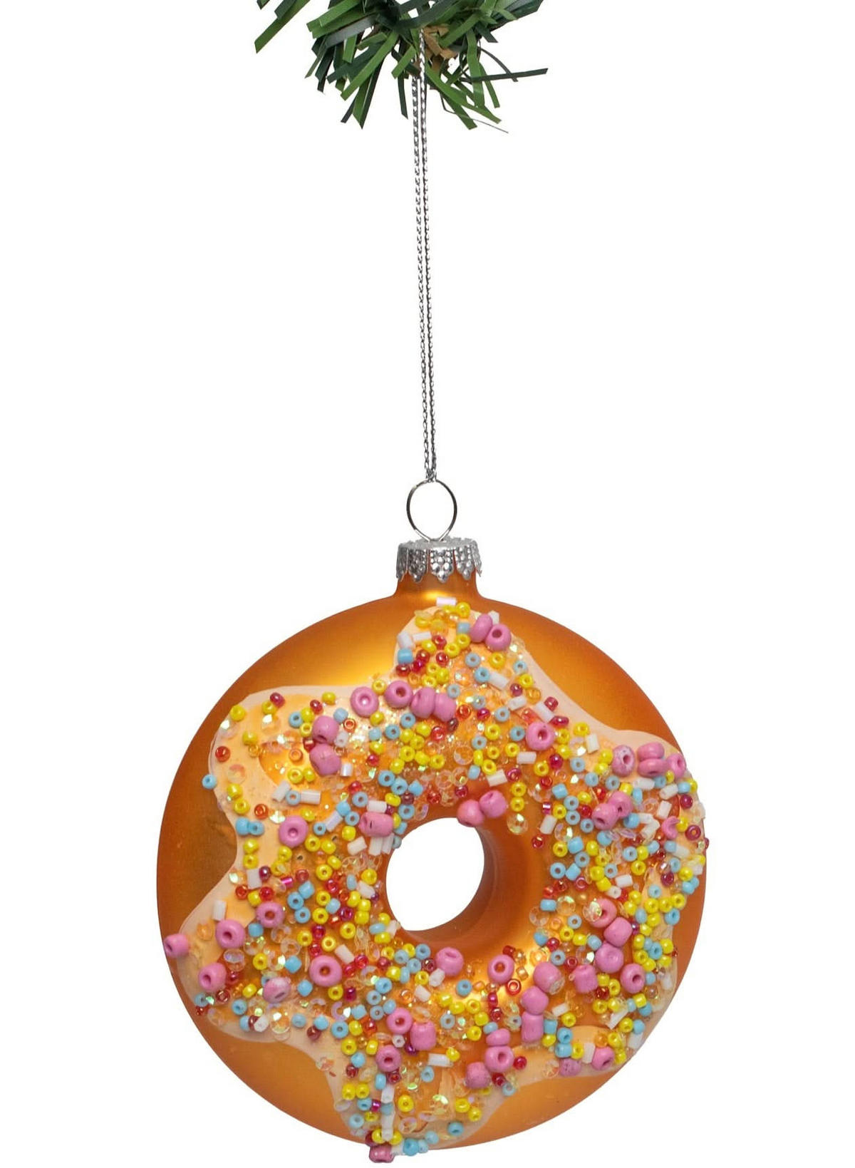 WEIHNACHTSKUGEL Donut Rosa Konfetti 10 cm - Multicolor, Glas (4/10/1cm)
