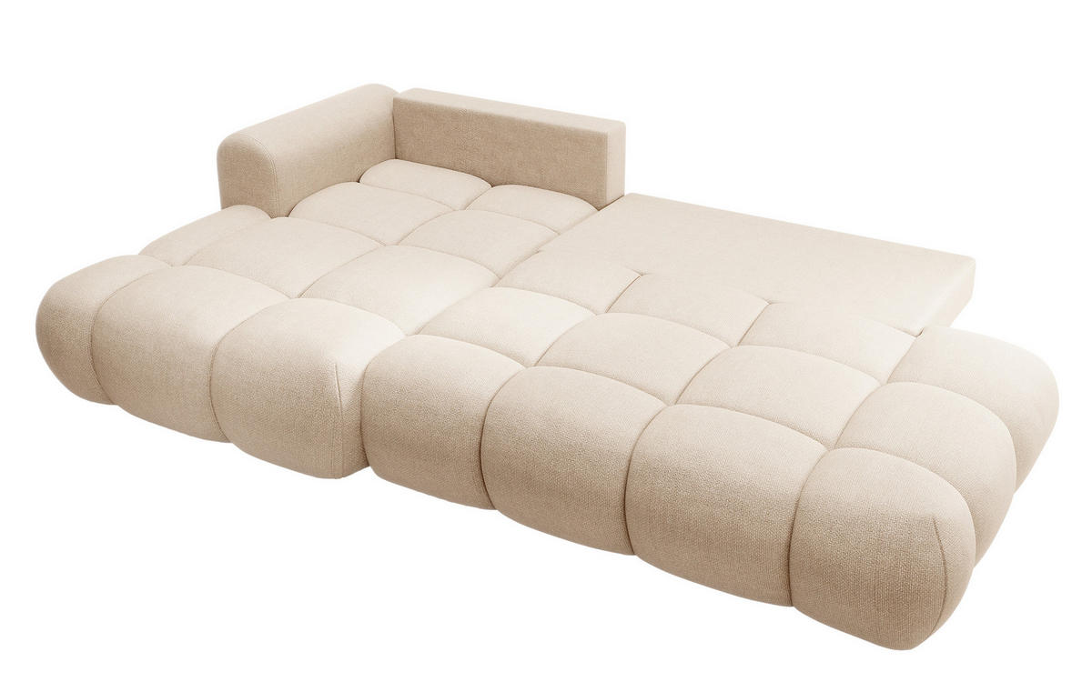 ECKSOFA Ombo Beige Chenille 280 cm - Beige/Schwarz, Kunststoff/Textil (284/167cm) - Selsey