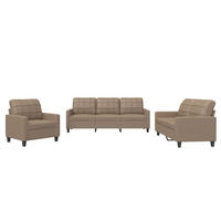 SOFAGARNITUR 3-TLG. Mit Kissen Cappuccino-Braun Kunstleder - Braun, Leder (77/80/78cm) - vidaXL