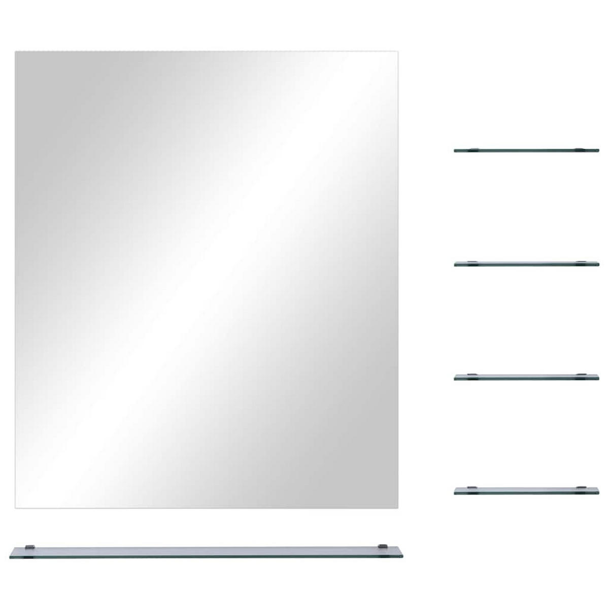WANDSPIEGEL mit 5 Ablagen Silbern 50×60 cm - Silberfarben, Glas (50/60/10cm) - furnicato