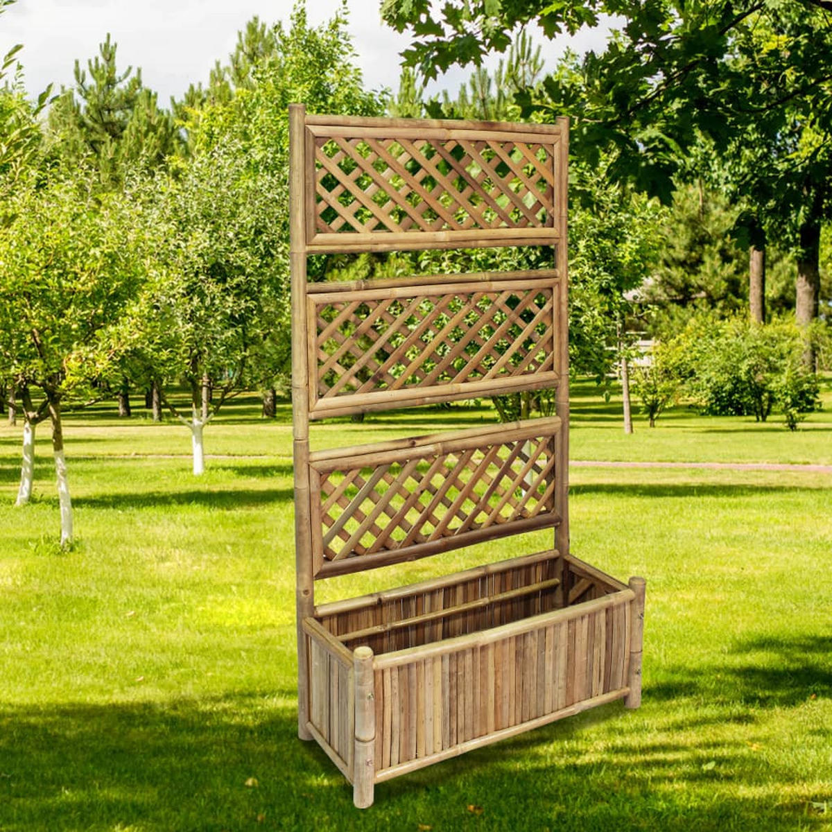 HOCHBEET mit Spalier Bambus 70 cm - Braun, Holz (70/135/30cm) - furnicato