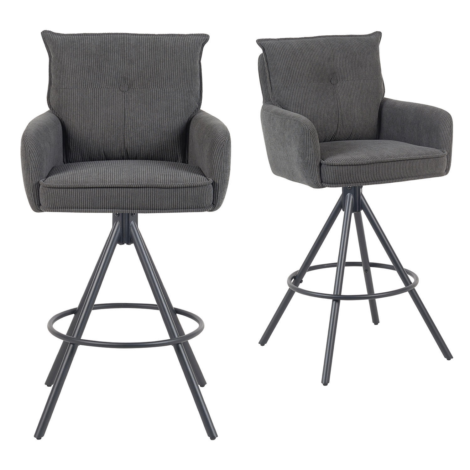 BARHOCKER Nila 2er-Set - Anthrazit/Schwarz, Textil/Metall (55/102/58cm) - DUBI Möbel