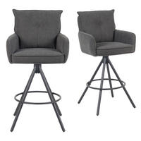 BARHOCKER Nila 2er-Set - Anthrazit/Schwarz, Textil/Metall (55/102/58cm) - DUBI Möbel
