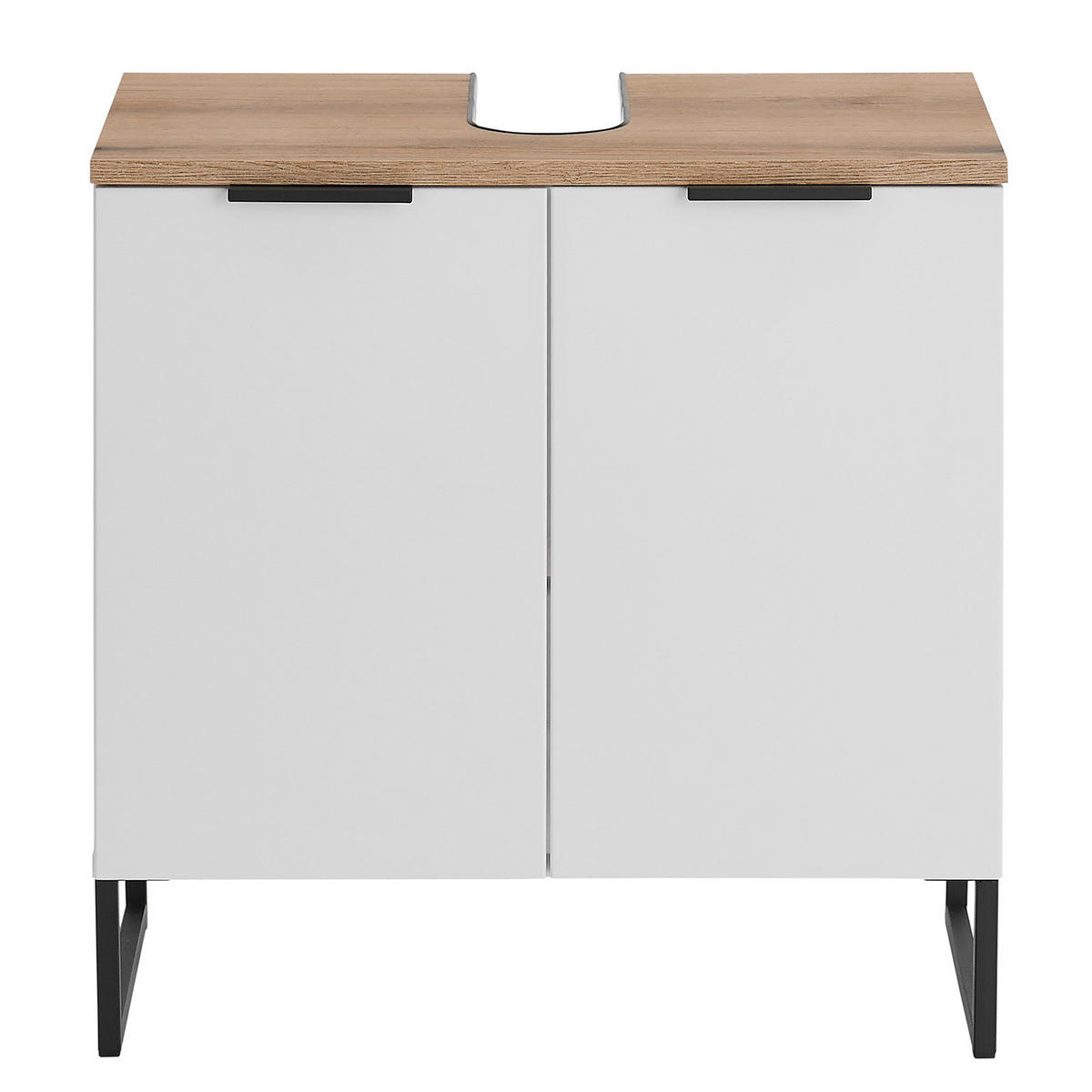 WASCHBECKENUNTERSCHRANK mit 2 Türen - Schwarz/Weiß, Holzwerkstoff/Metall (60/60/35cm) - home24