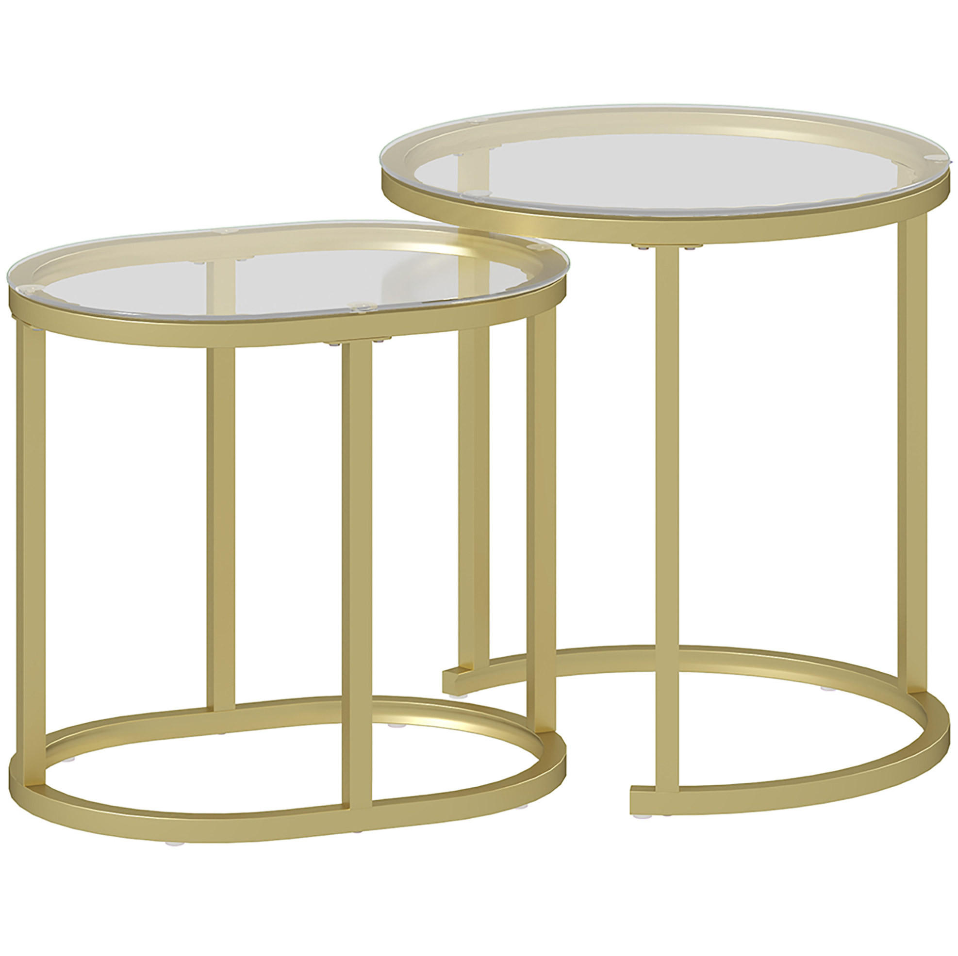 COUCHTISCH 2er-Set 50/50,5 cm & 60/36/43,5 cm stapelbar mit Glasplatte - Goldfarben, Metall (50/50/50.5cm) - BEAOK
