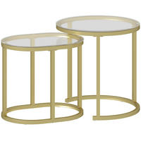 COUCHTISCH 2er-Set 50/50,5 cm & 60/36/43,5 cm stapelbar mit Glasplatte - Goldfarben, Metall (50/50/50.5cm) - BEAOK