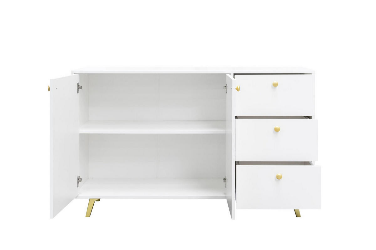 KOMMODE Rainbow Hellblau, Kombikommode mit Schubladen - Goldfarben/Hellblau, Holzwerkstoff (139/86/41cm) - Bettso