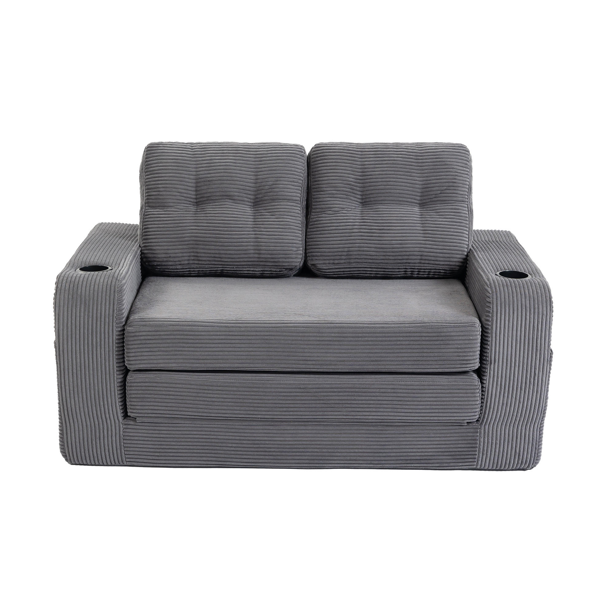 SCHLAFSOFA in Grau Cord mit Getränkehalter und Seitentaschen - Grau, Textil (136/82.5/80cm) - Oxeza