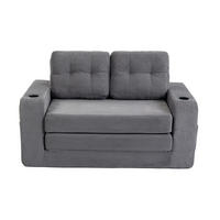SCHLAFSOFA in Grau Cord mit Getränkehalter und Seitentaschen - Grau, Textil (136/82.5/80cm) - Oxeza