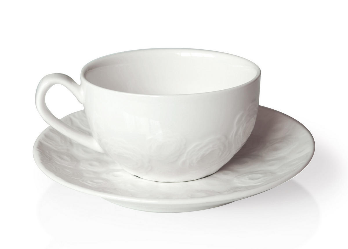 TASSE mit Untertasse Basic Weiß 10/12.5/2 cm Keramik - Weiß, Keramik (0.27L) - Mondex