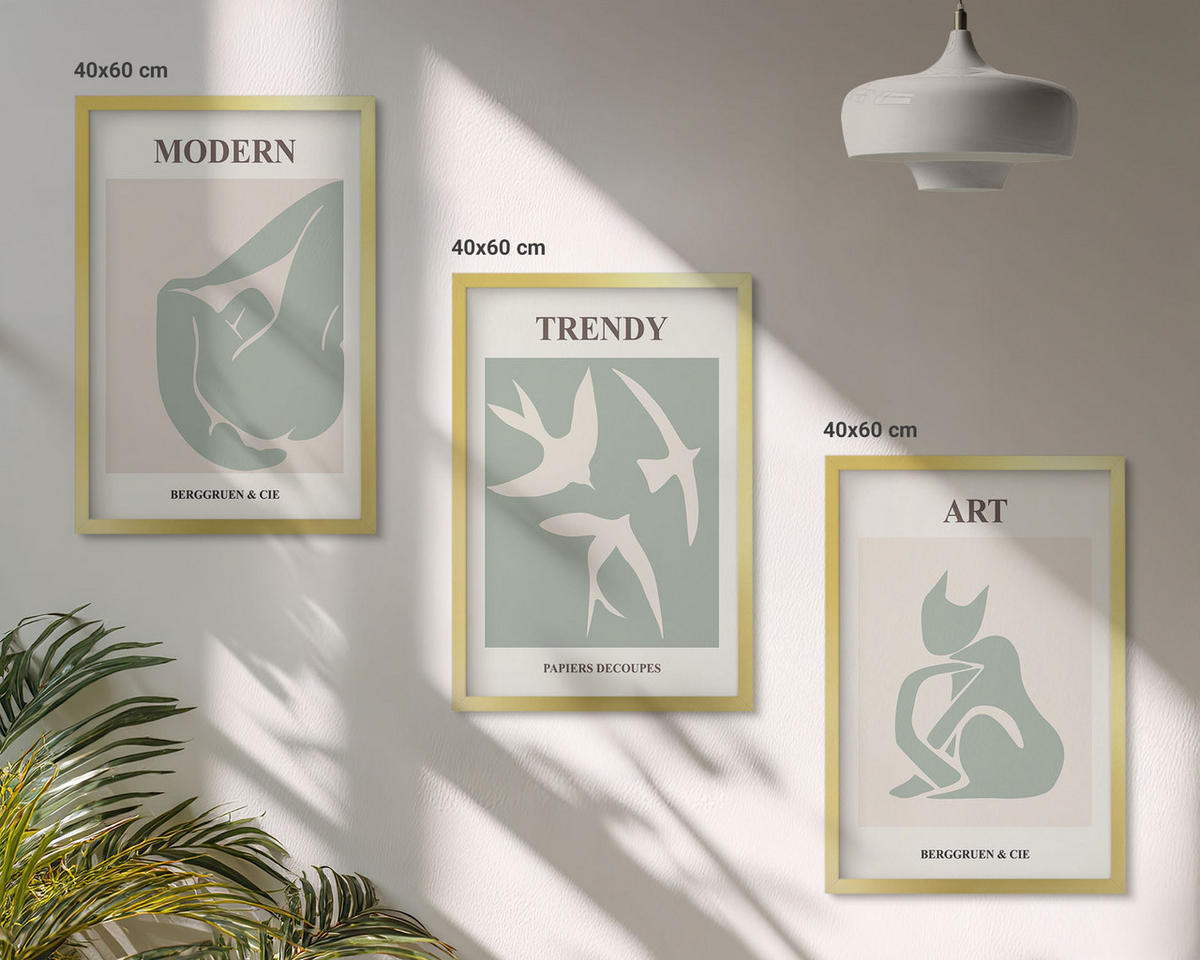 BILDER SET 3er Set - 40x60 cm Goldrahmen - Matisse abstrakte Figuren - Goldfarben, Kunststoff (40/60cm) - TULUP