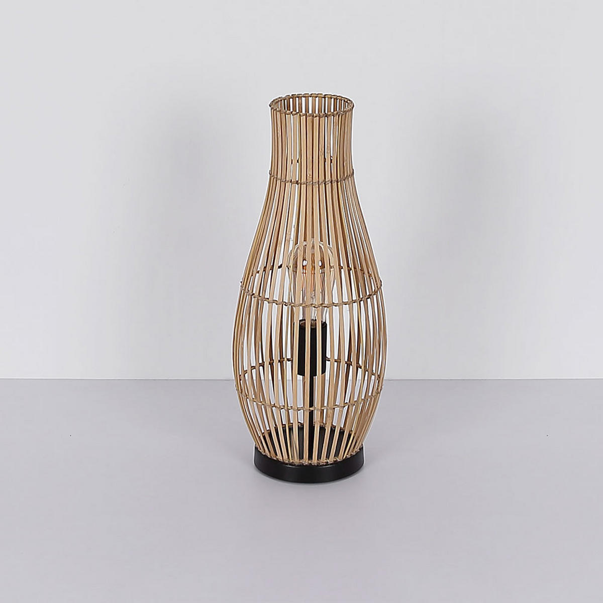 LED STEHLEUCHTE Bambus Braun - Braun, Holz (19.5/19.5/47.5cm) - Globo Lighting