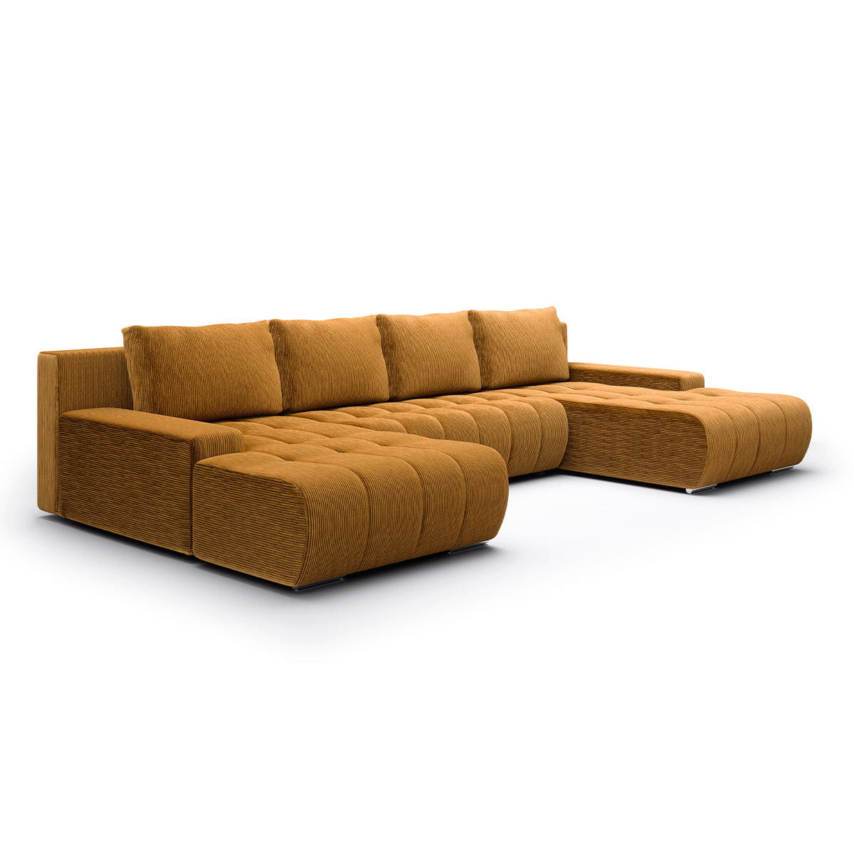 PANORAMASOFA Jonas 5 Sitzplätze Gelb - Gelb, Holz (350/85/185cm) - Petits-meubles