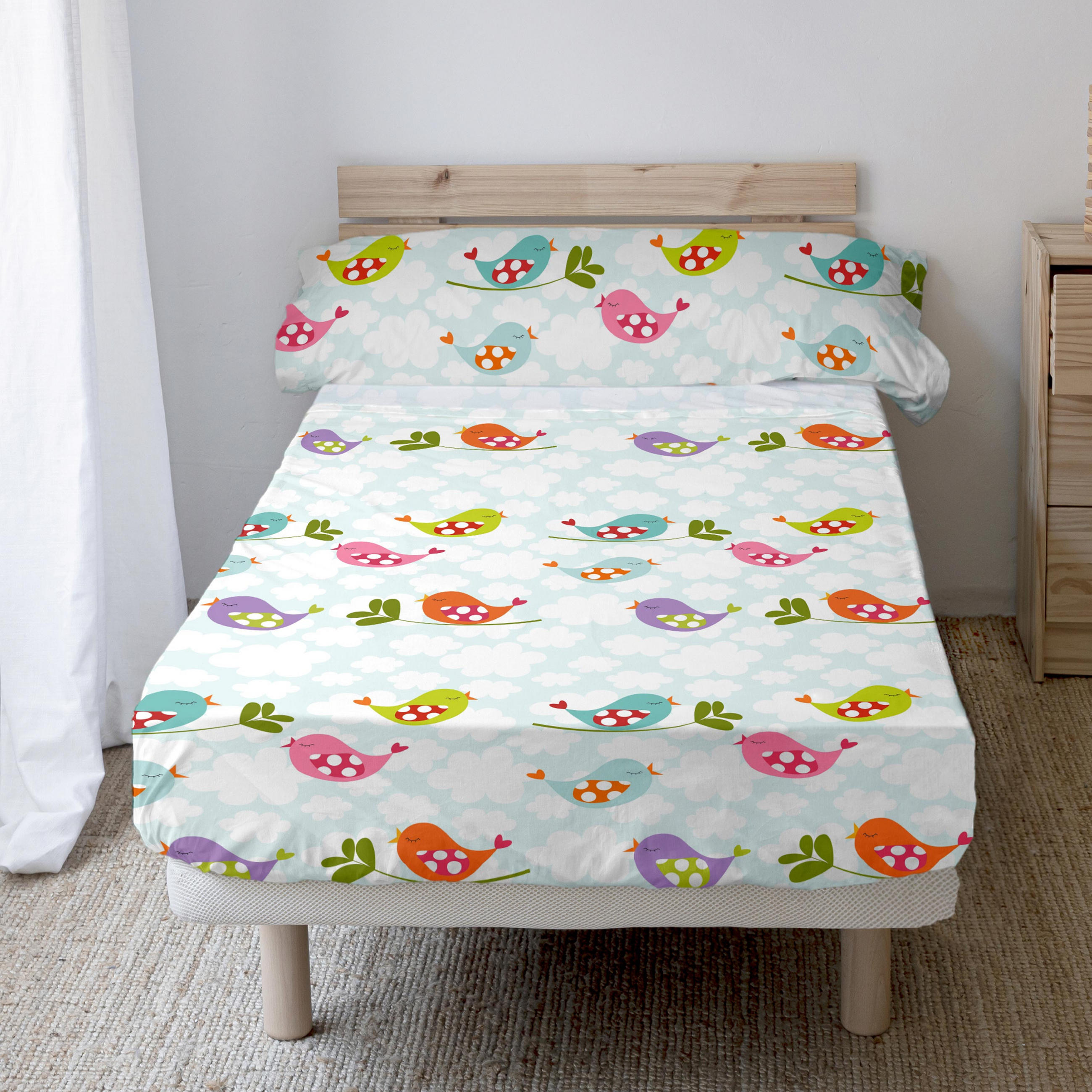BETTWÄSCHE 2er-Set teiliges little birds 180x270 cm mehrfarbig - Multicolor, Textil (180/270cm) - Happy Friday