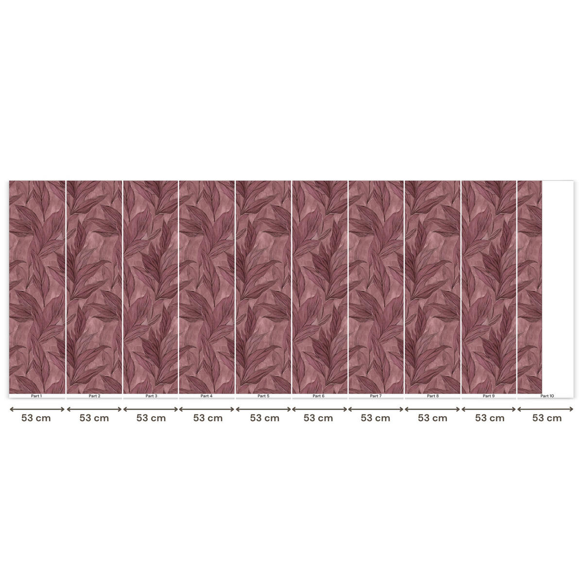 TAPETE - Blätter - Muster - Lila - 500x200 cm - Altrosa, Papier (500/200cm) - OnlyWow