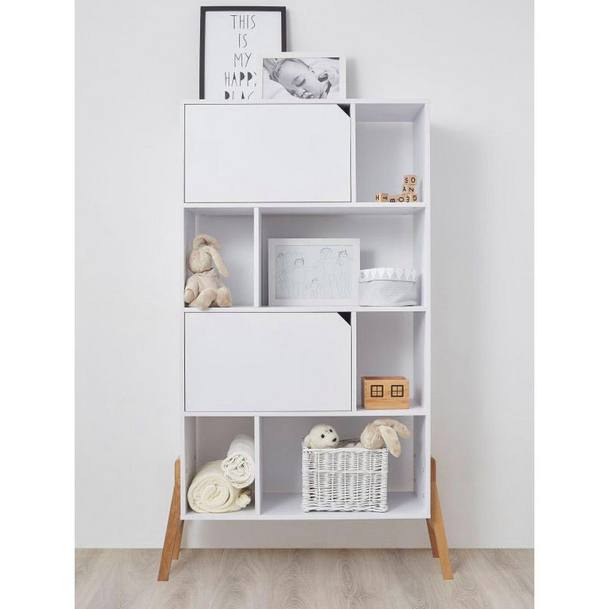 KNIHOVNA Bílá - bílá, kompozitní dřevo (103/163/39cm) - Petits-meubles