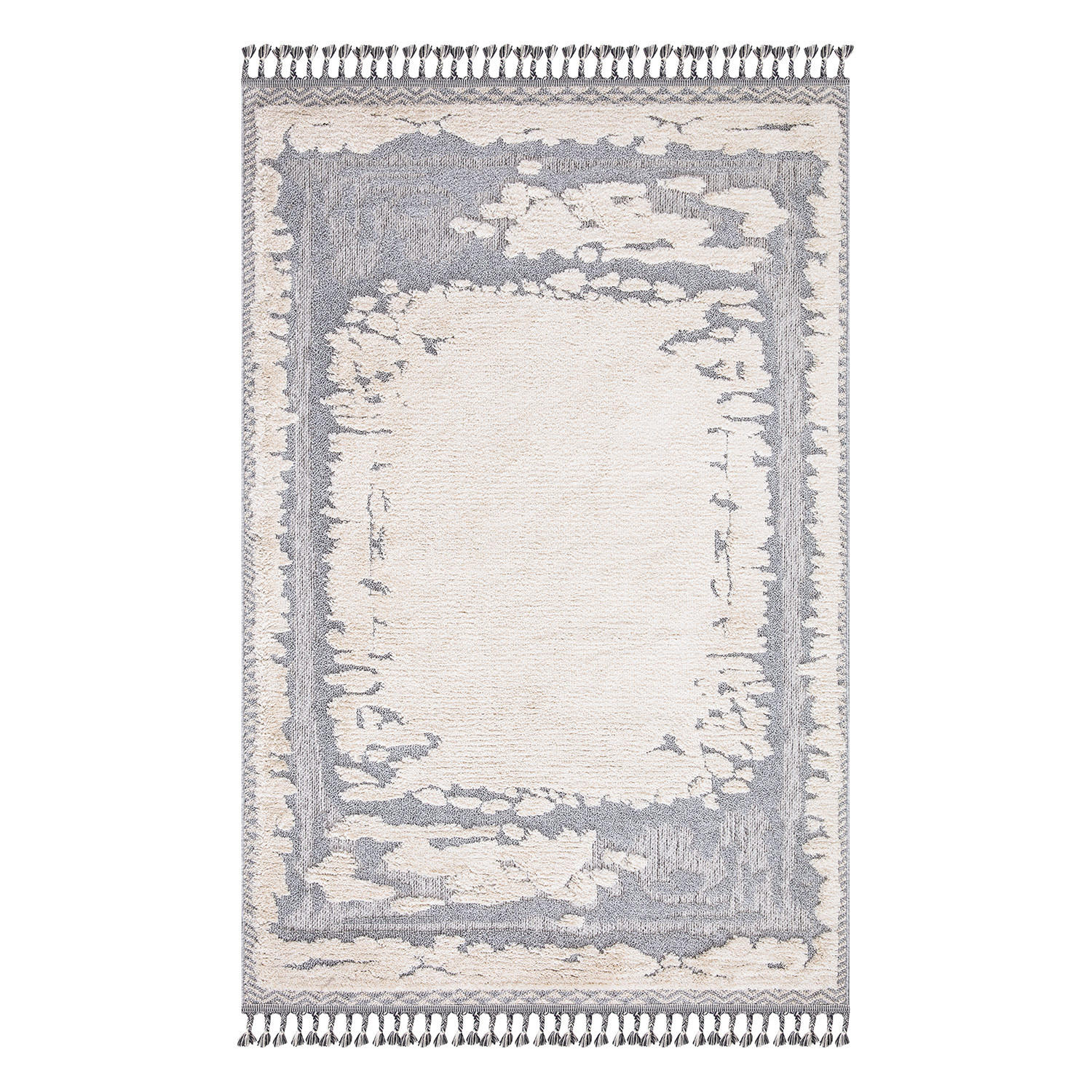 KURZFLOR-TEPPICH Valencia 908 Creme/ Graublau 80x150 cm - Blau/Creme, Textil (80/150cm) - carpet city