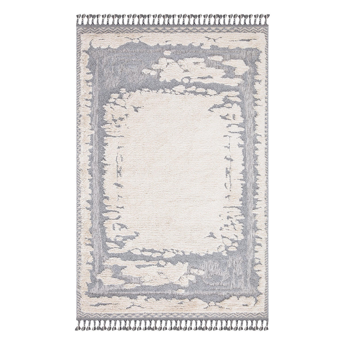 KURZFLOR-TEPPICH Valencia 908 Creme/ Graublau 120x170 cm - Blau/Creme, Textil (120/170cm) - carpet city