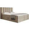 BOXBETT Bonio I 140/200 cm in Beige – mit Bettkasten und Topper - Beige/Schwarz, Holz/Holzwerkstoff (140/200cm) - AX Living