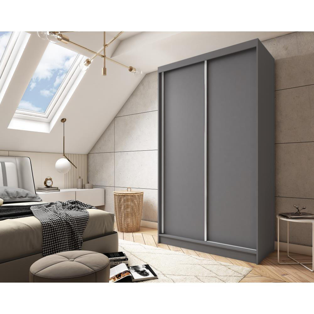 SCHWEBETÜRENSCHRANK Mario 120/216/61 graphit - Graphitfarben, Holzwerkstoff (120/216/61cm) - Beautysofa