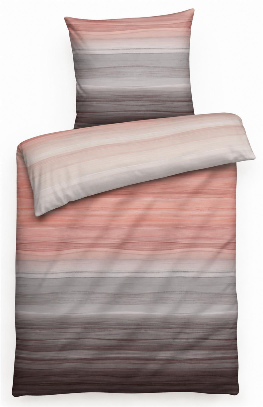 MAKO-SATIN-BETTWÄSCHE 135x200 cm Farbverlauf aus 100% Baumwolle mit Reißverschluss, Bettbezug 135 x 200 - Rosé - Rot, Textil (135/200cm) - Carpe Sonno