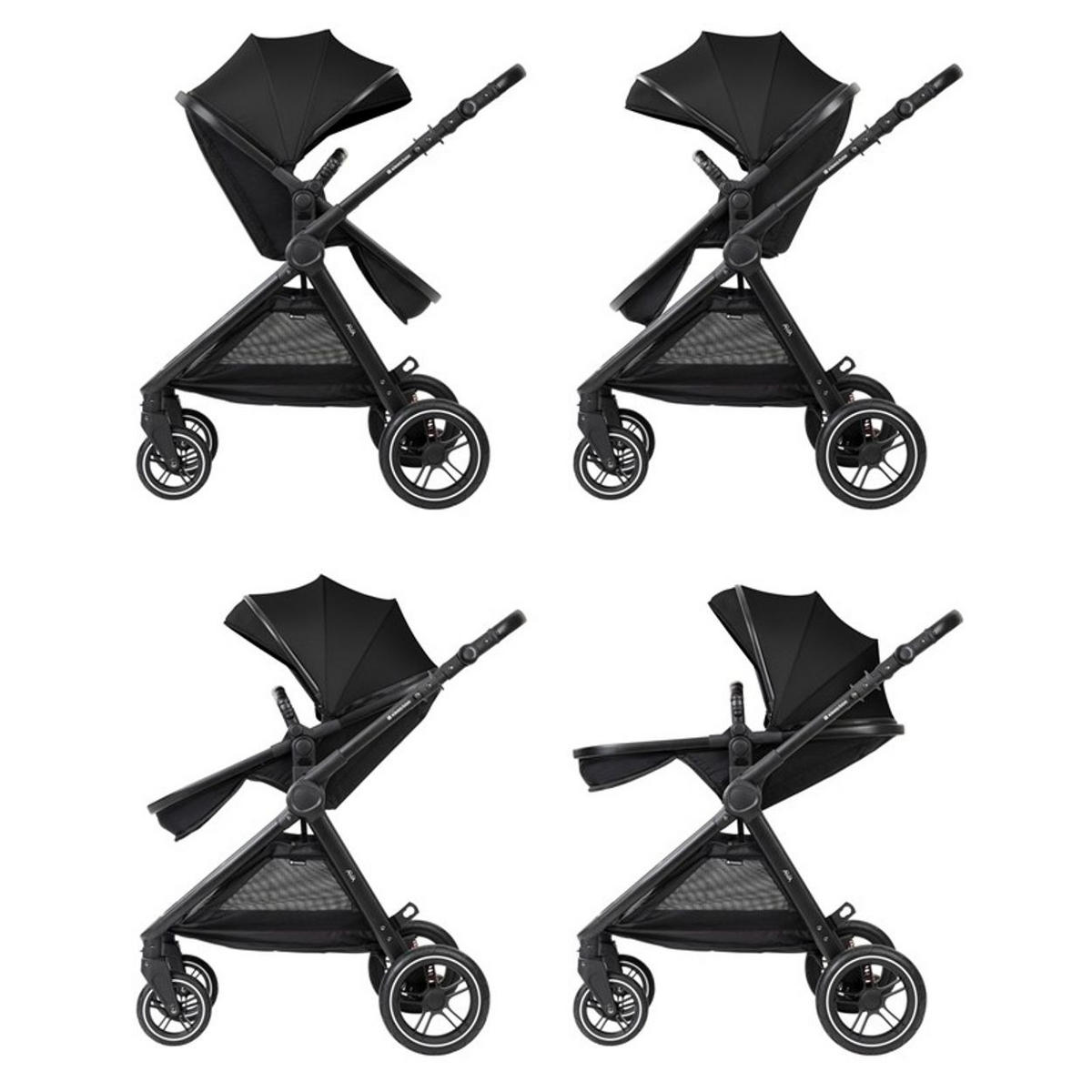 KOMBIKINDERWAGEN Ava 3 in 1 schwarz Babywanne, Babyschale, Gummiräder, Tasche - Schwarz, Metall (84/59/102cm) - Kikka boo