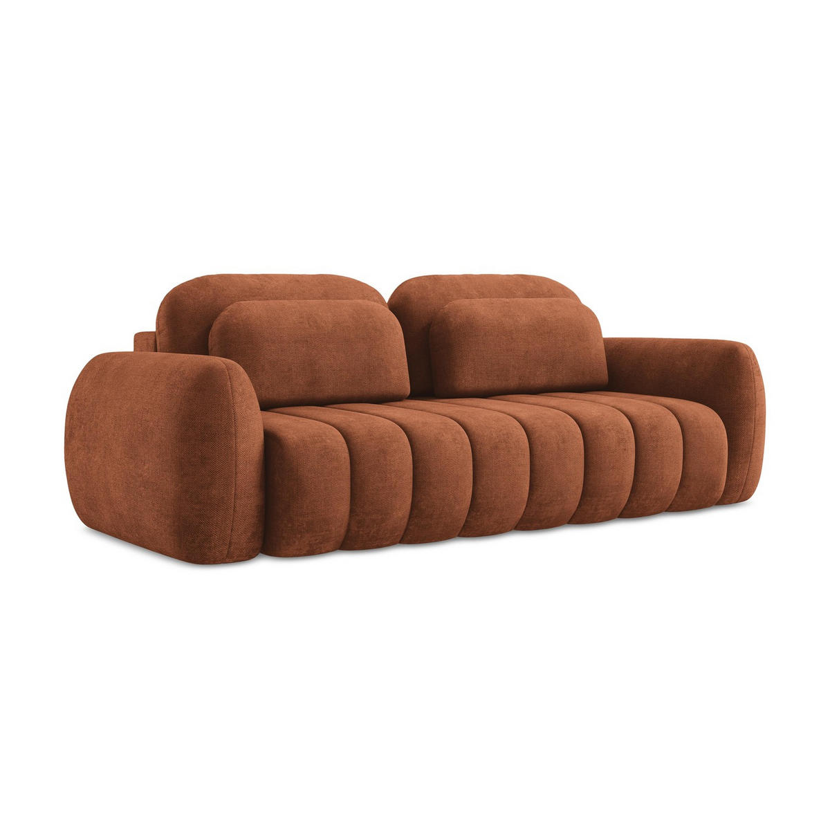 3-SITZER SOFA mit Schlaffunktion Chenille Stoff Orange - Terracotta/Schwarz, Holzwerkstoff/Kunststoff (266/95/121cm) - LaMiaSofa