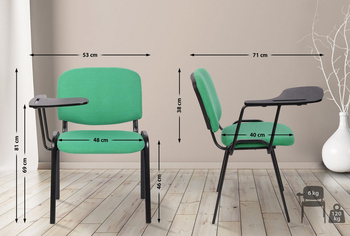 BESUCHERSTUHL Stoff Grün - Schwarz/Grün, Textil/Metall (53/81/71cm) - CLP