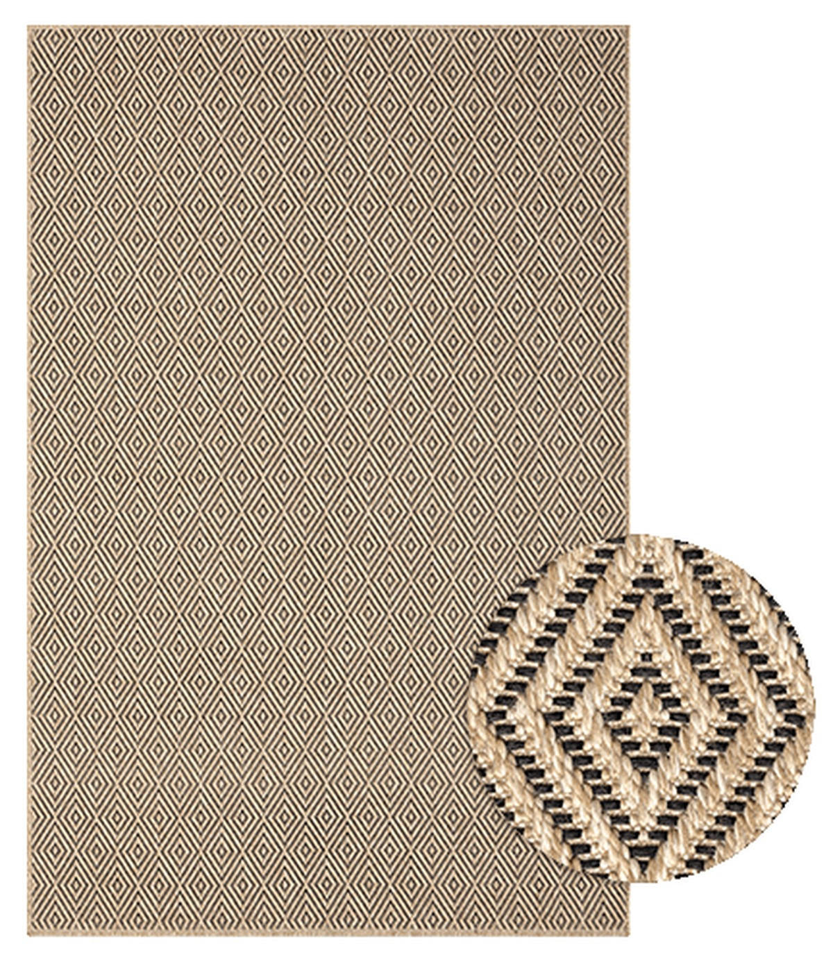 FLACHWEBTEPPICH Karo CORDEV Polypropylen Natur 160 x 230 cm - Beige, Textil (160/230cm) - KADIMA DESIGN