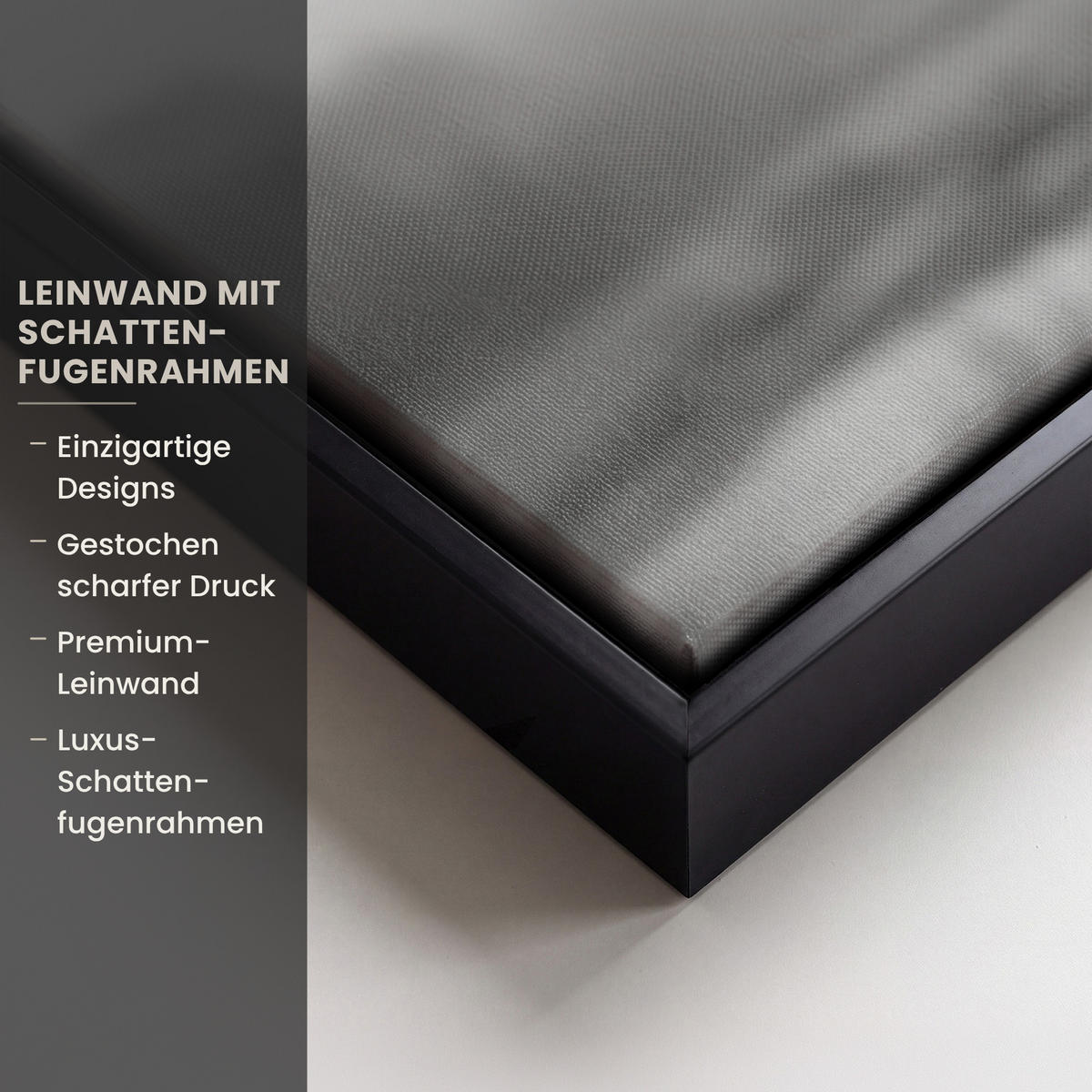 LEINWAND Bilder mit Rahmen - Schottischer Highlander - Nebel - Schwarz - Weiß - 60x40 - Grau, Textil (60/40cm) - MuchoWow