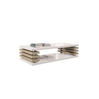 COUCHTISCH rechteckig Weiß Hochglanz Sonoma Ablage 120/40/60 cm - Weiß Hochglanz/Sonoma Eiche, Holzwerkstoff (60/120/40cm) - designimpex