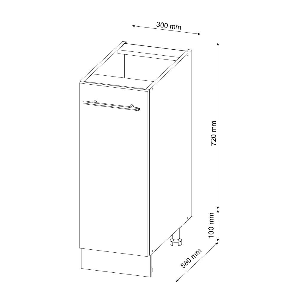APOTHEKERSCHRANK Fame-Line Bordeaux Hochglanz 30 cm, AP Eiche - Bordeaux/Eiche Wotan, Holzwerkstoff (30/82/60cm) - Vicco