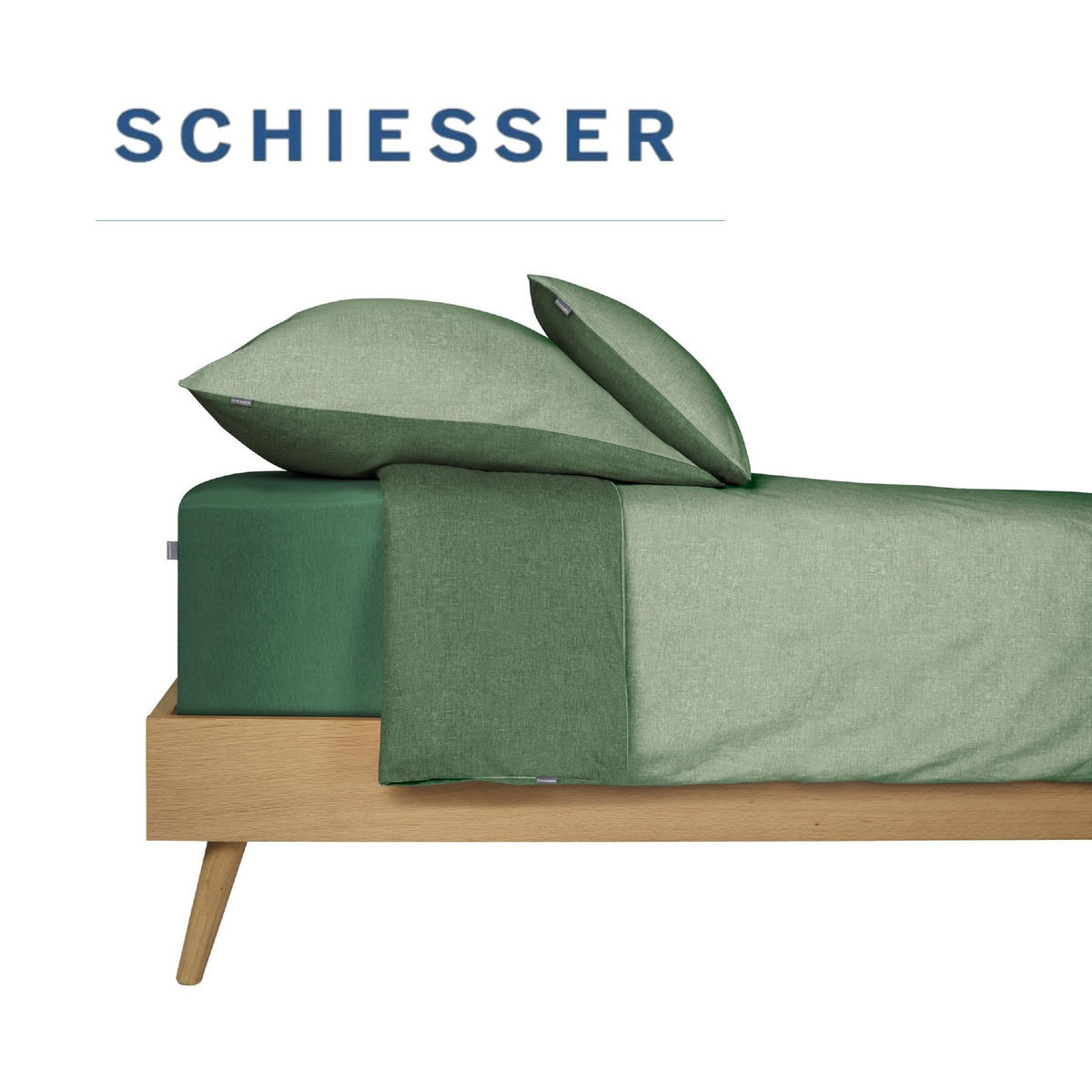 BETTWÄSCHESET Doubleface - Feinbiber - 2-teilig - 135 x 200 cm - Grün - Grün, Textil (155/220cm) - SCHIESSER